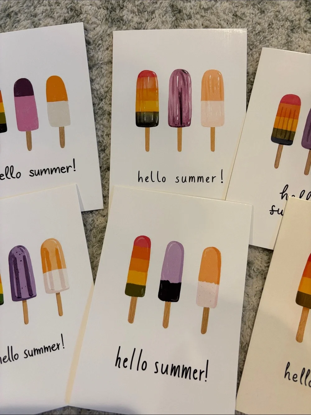 Hello Summer! Popsicle Greeting Cards Variety Pk  Set of Six NWT